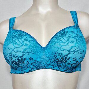 40DD Cacique Lace Covered Lightly Lined Balconette Underwire Bra‎ Blue NWT
